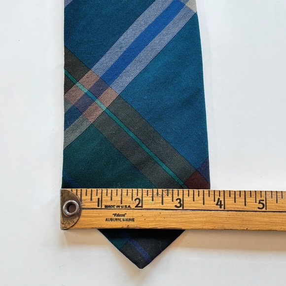 Pendleton 100% Virgin Wool Plaid Tie Green Blue Burgundy Classic Mens 55"+ USA - Picture 7 of 9